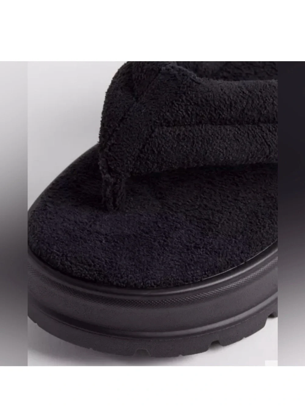 torrid Black Plush Terry Cloth Platform Thong Sandals